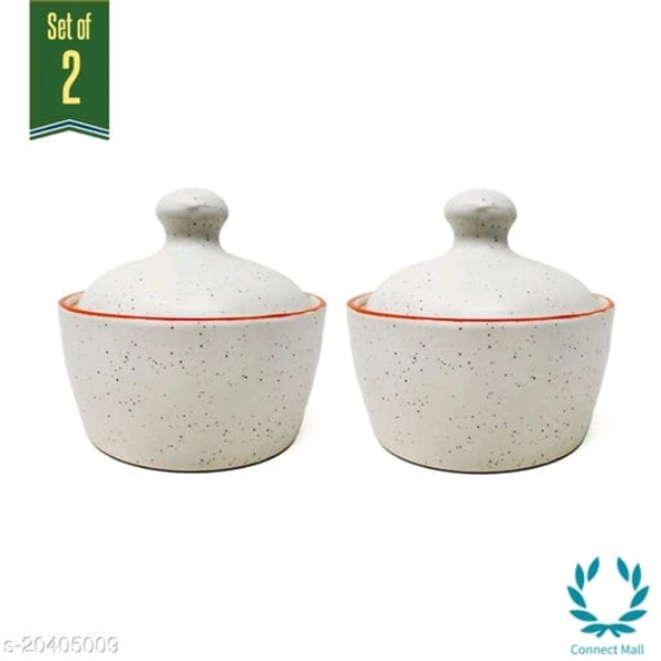 Handcrafted White Red Marble Ceramic Butter Pot with Lid  - POT